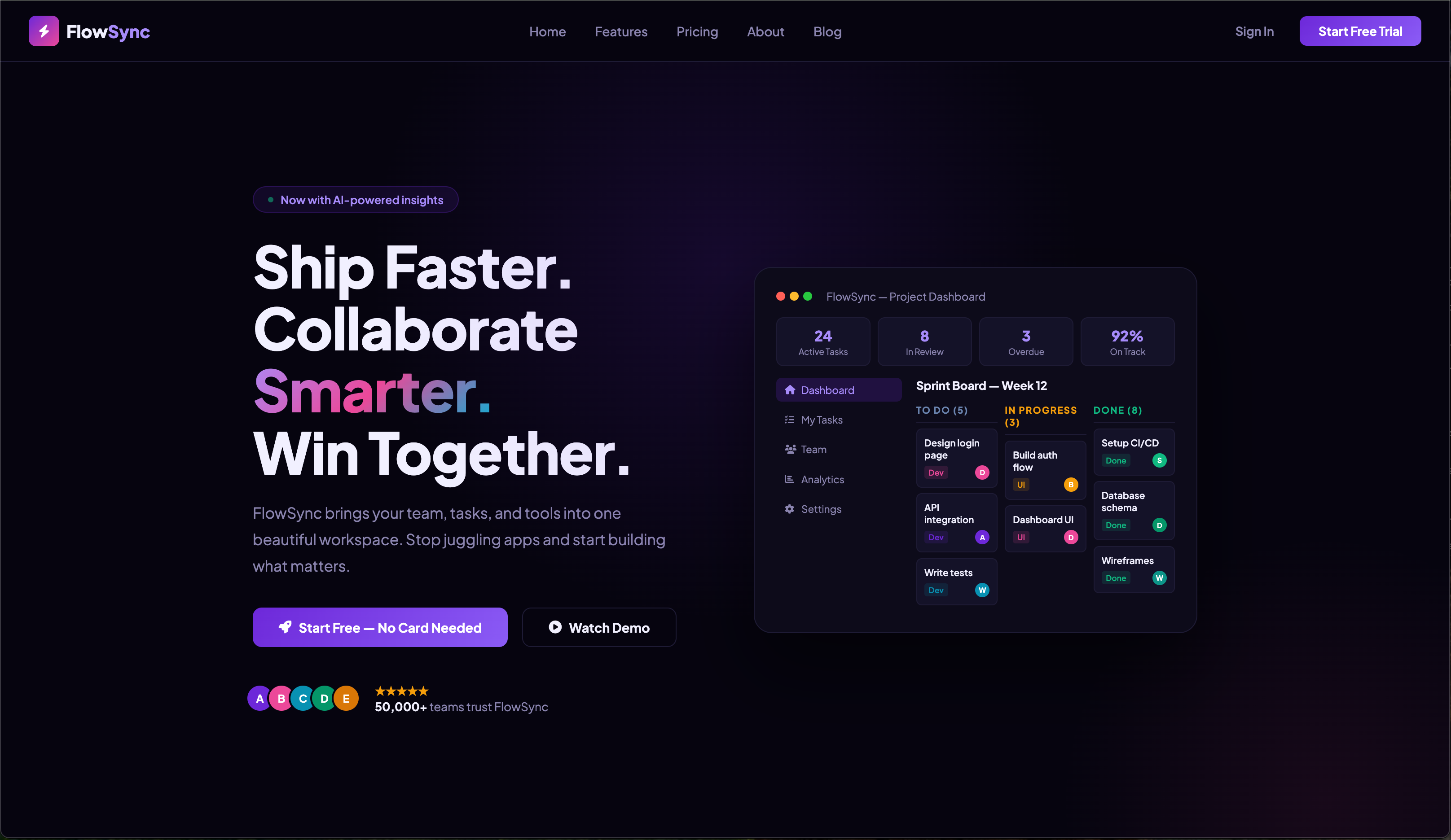SaaS Project Management Landing Page